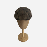 Brim&Brawn Flat Cap in Brown Check Wool