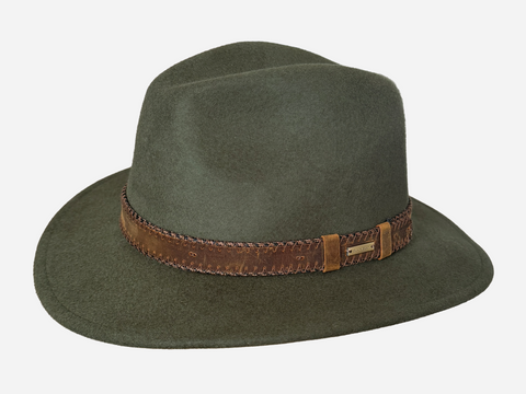 Wool Felt Hat Fedora Cowboy Olive