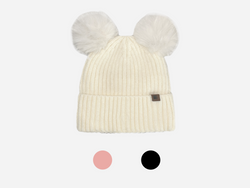 Beanie with Double Pompom and Soft Lining