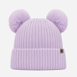 Beanie with Double Pompom and Soft Lining Light Purple