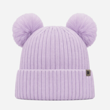 Beanie with Double Pompom and Soft Lining Dusty Blue