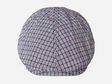 Brim&Brawn Flat Cap in Red Check Linen-Cotton Blend