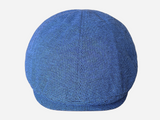 Brim&Brawn Flat Cap in Blue Linen-Cotton Blend