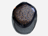 Brim&Brawn Flat Cap in Black Check Linen-Cotton Blend