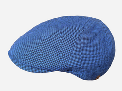 Brim&Brawn Flat Cap in Blue Linen-Cotton Blend