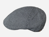 Brim&Brawn Flat Cap in Black Check Linen-Cotton Blend
