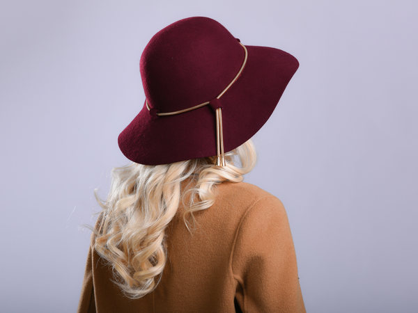 FH100 Bohemian Floppy Hat 100% Wool Maroon