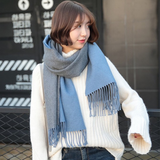WS104 Warm Scarf  Double Sided Blue