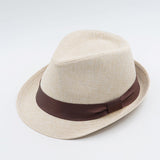 Short Brim Trilby With Strap in Linen Feel Material