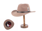 Fedora Wool Felt Hat Cowboy Brown