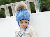 KB110 Kids Beanie with  Pompom and Soft Lining Brown