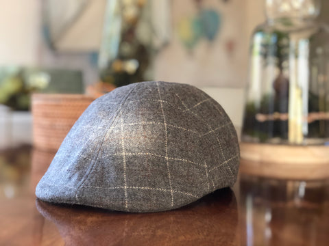 Brim&Brawn Ivy Shape Flat Cap in Grey Wool