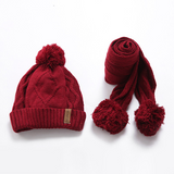 KB107 Kids Beanie with Pompom Lined  with Scarf Green