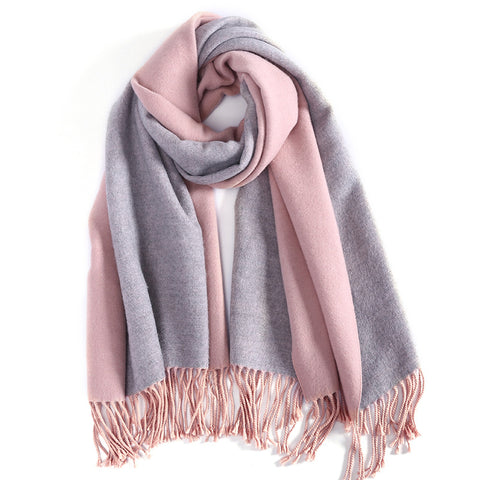 WS104 Warm Scarf Double Sided Pink Grey