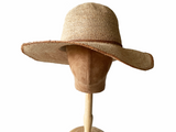 Crocheted Raffia Straw Floppy Hat Natural Color