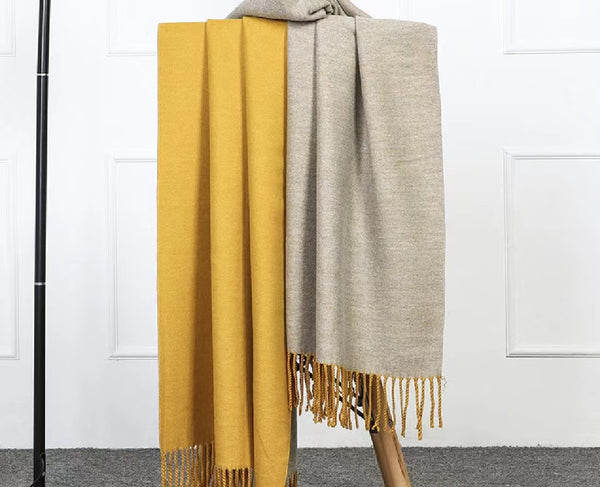 WS104 Warm Scarf  Double Sided Mustard