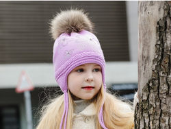 KB108 Kids Beanie with Pompom and Soft Lining Purple